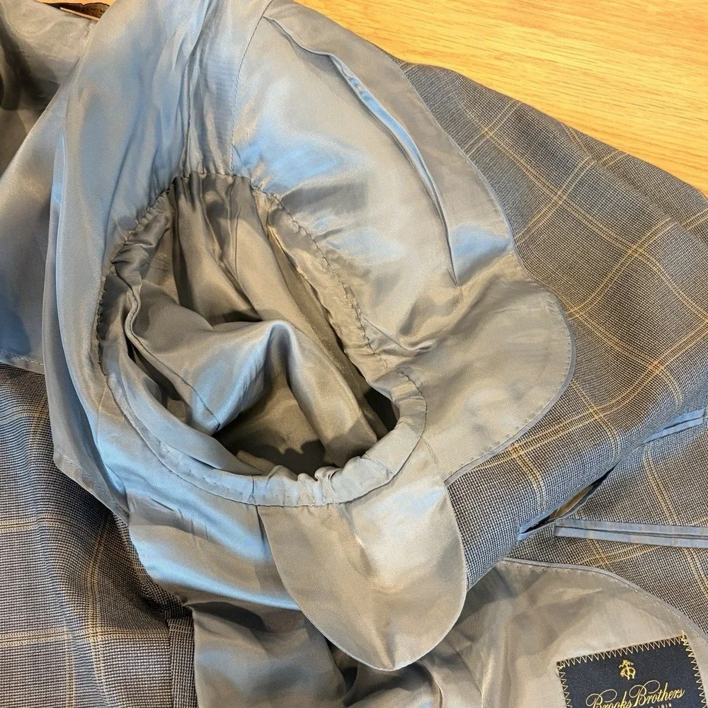 Brooks Brothers BrooksCool Madison Fit 42L Sport Coat Windowpane Gray Summer